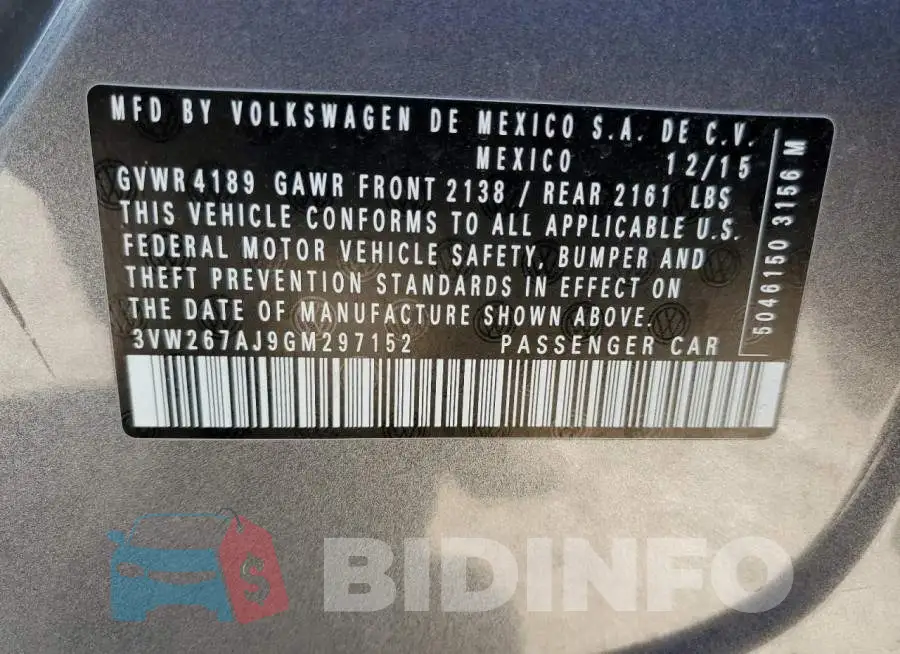 3VW267AJ9GM297152 Photo# 13