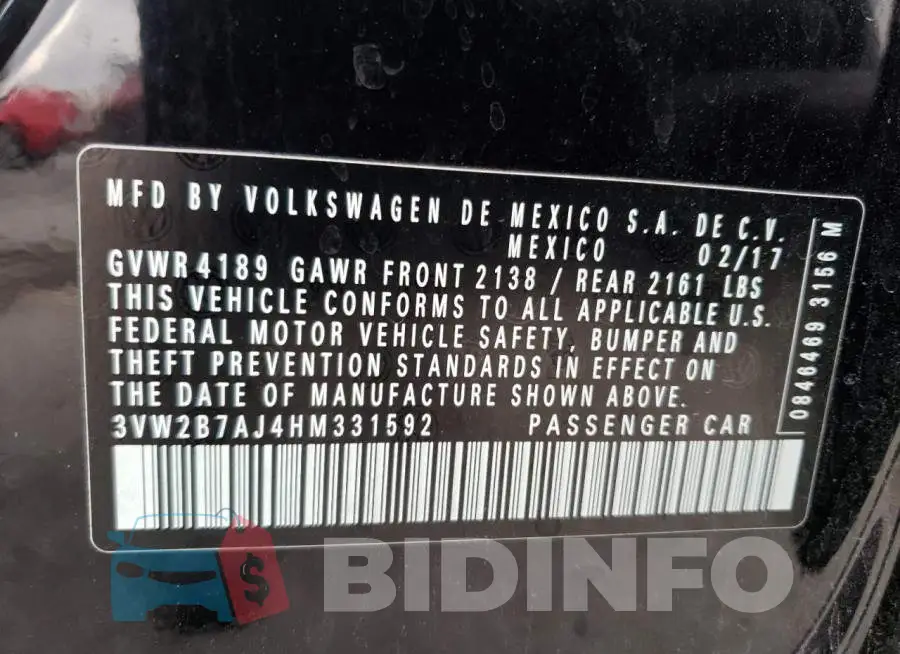 3VW2B7AJ4HM331592 Photo# 12
