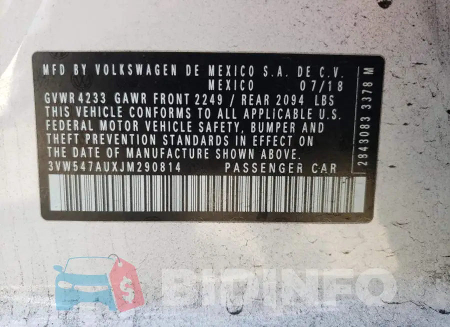 3VW547AUXJM290814 Photo# 12
