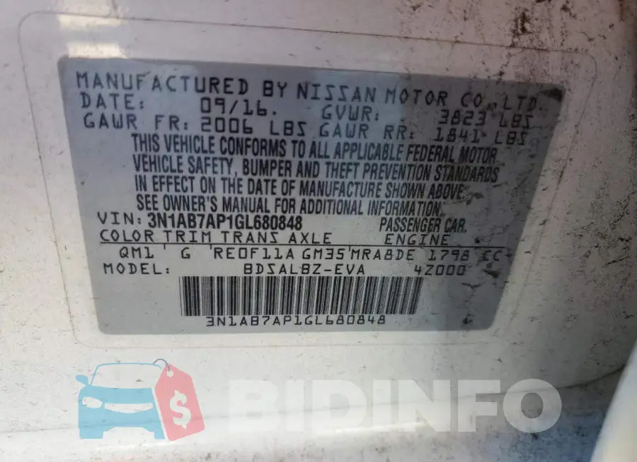 3N1AB7AP1GL680848 Photo# 13