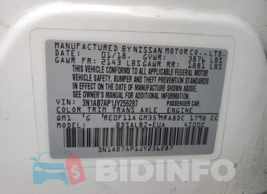 3N1AB7AP1JY256287 Photo# 12