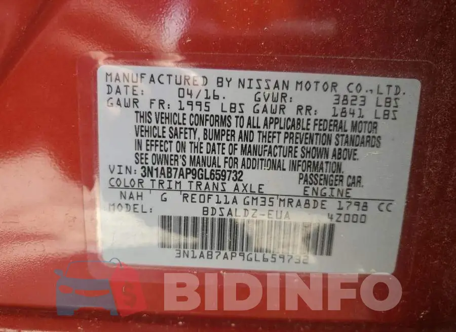 3N1AB7AP9GL659732 Photo# 12