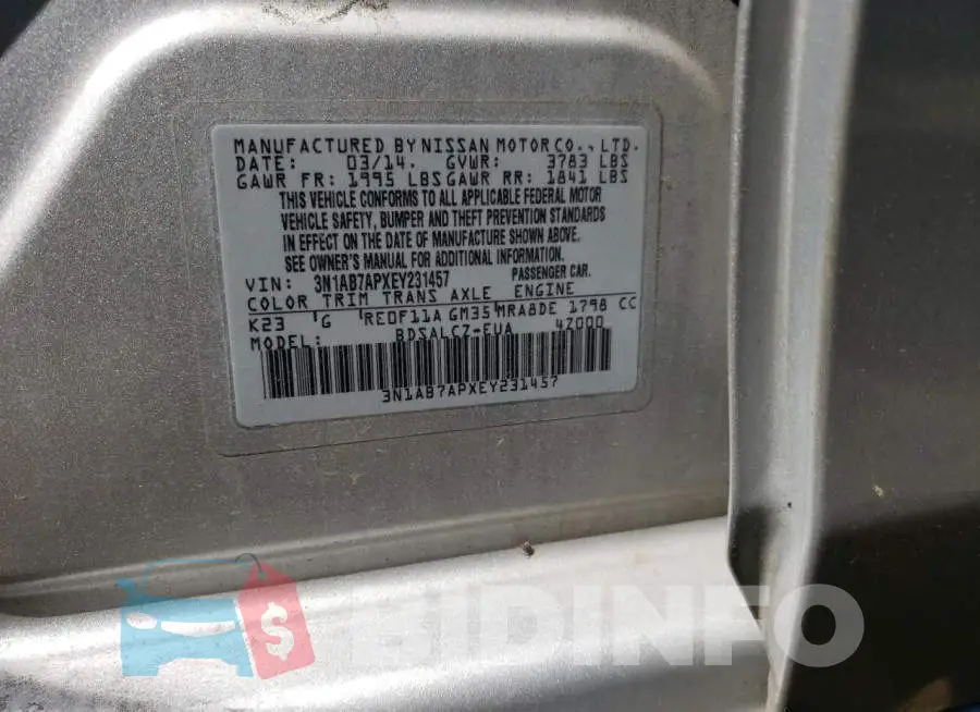 3N1AB7APXEY231457 Photo# 12