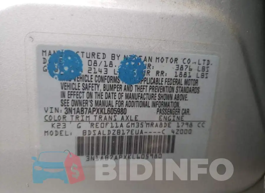 3N1AB7APXKL605980 Photo# 12