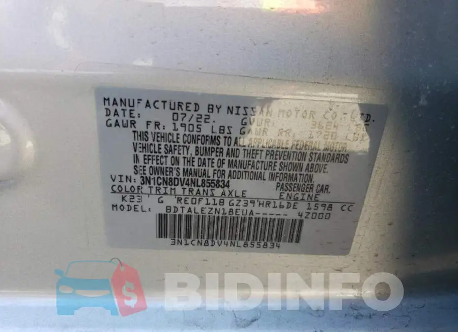3N1CN8DV4NL855834 Photo# 13