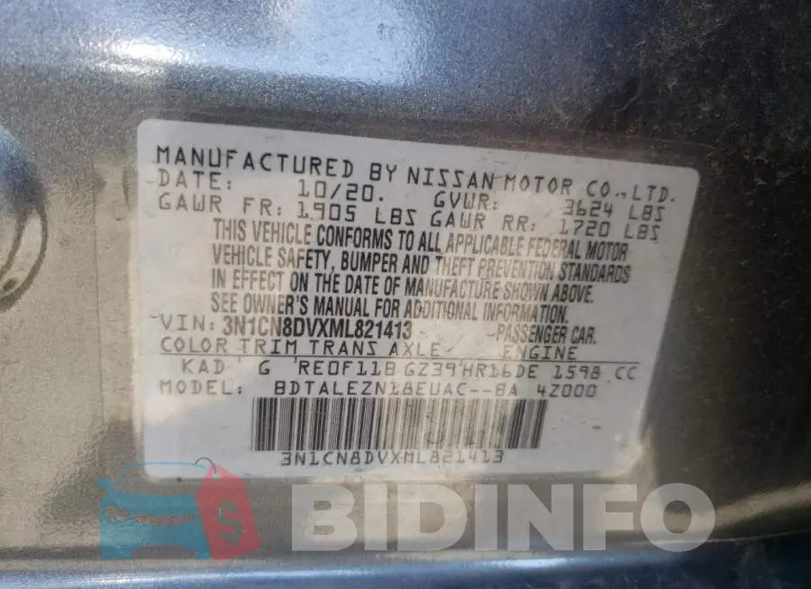 3N1CN8DVXML821413 Photo# 10