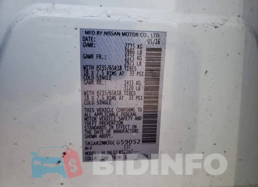 5N1AR2MM3GC659052 Photo# 13