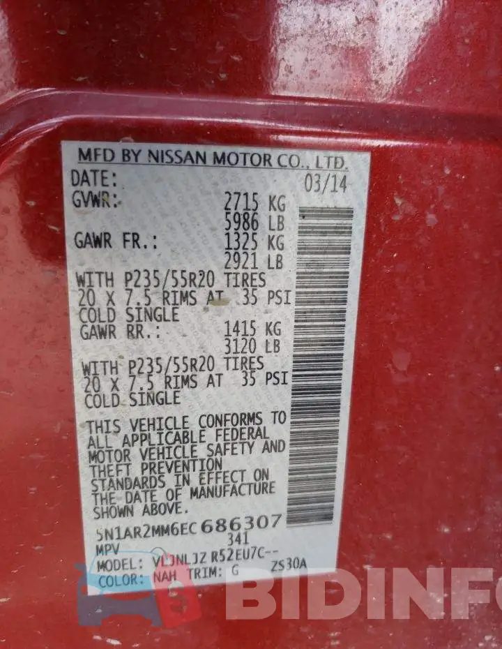 5N1AR2MM6EC686307 Photo# 13