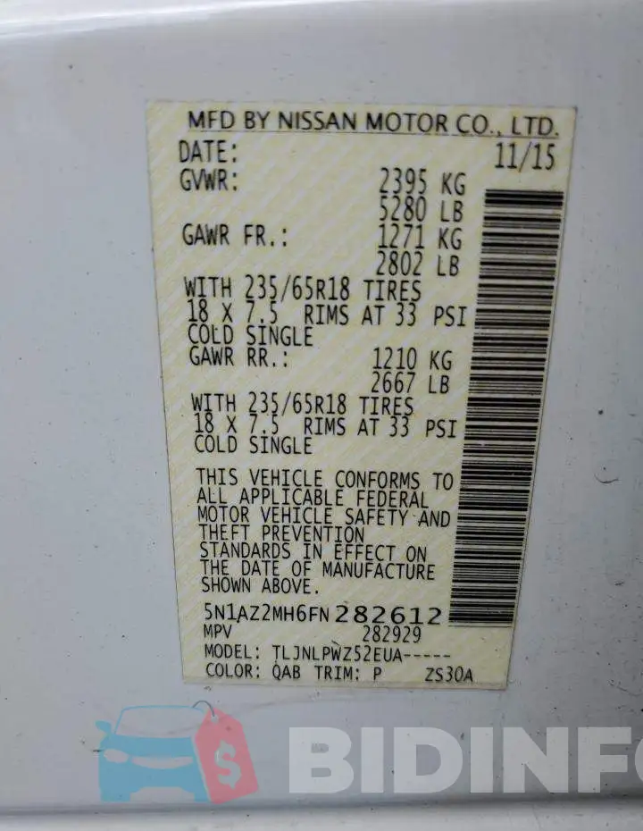 5N1AZ2MH6FN282612 Photo# 12