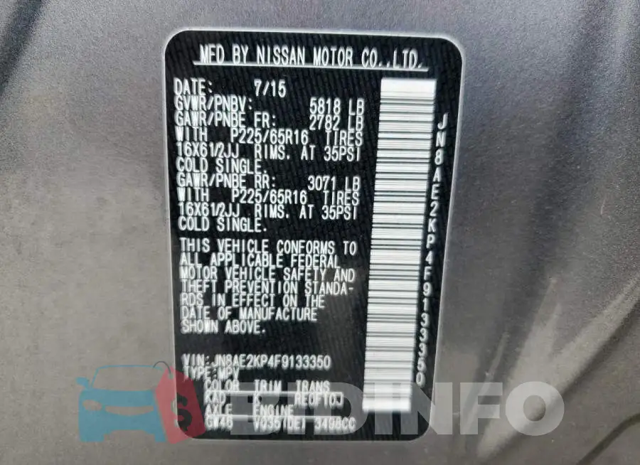 JN8AE2KP4F9133350 Photo# 13