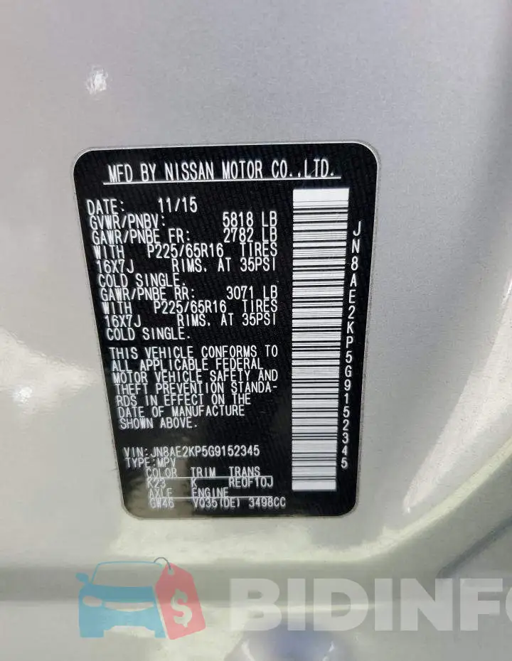 JN8AE2KP5G9152345 Photo# 13