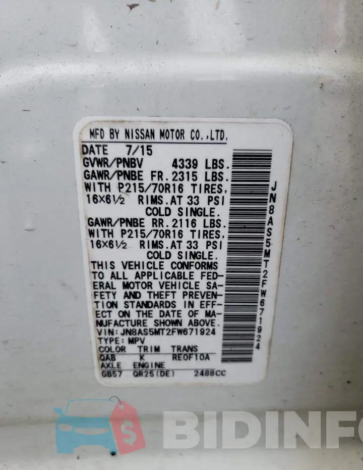 JN8AS5MT2FW671924 Photo# 13