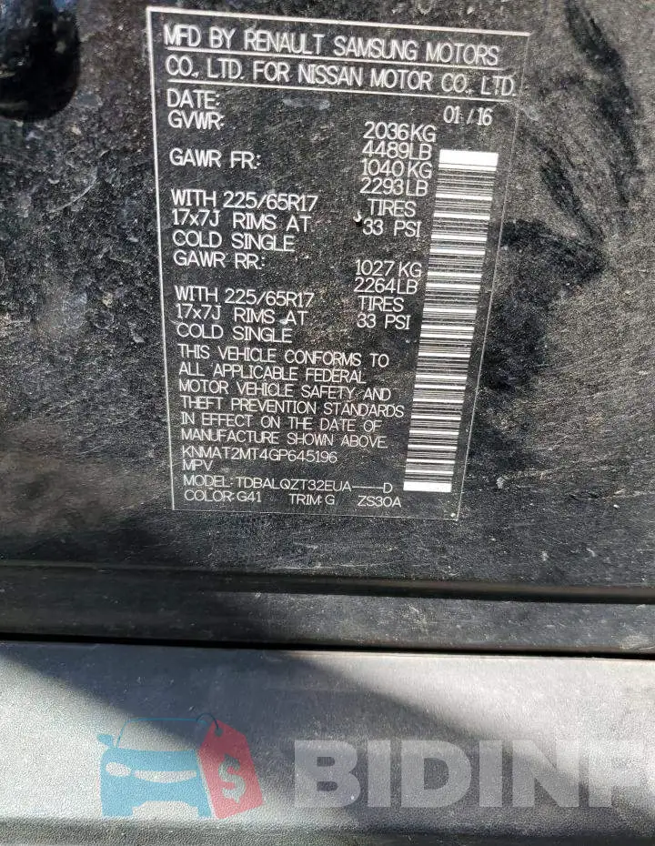 KNMAT2MT4GP645196 Photo# 12