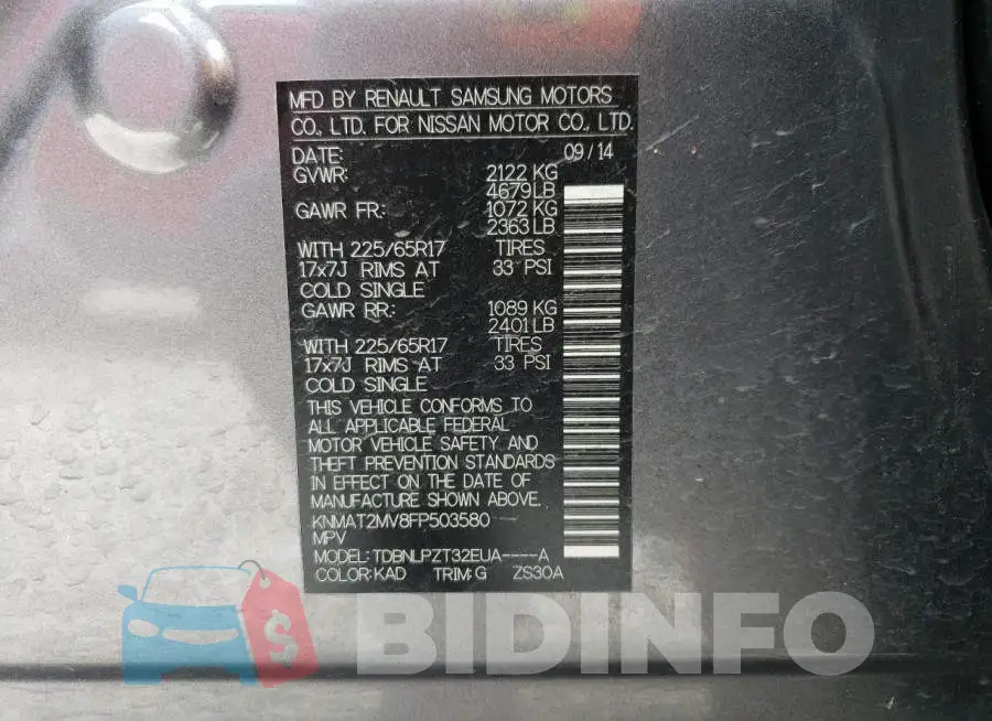 KNMAT2MV8FP503580 Photo# 13