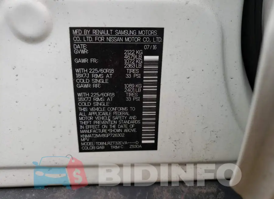 KNMAT2MV8GP726302 Photo# 13
