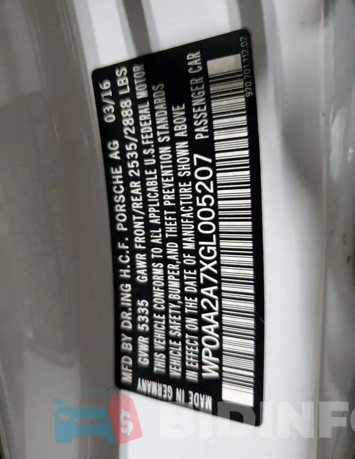 WP0AA2A7XGL005207 Photo# 12