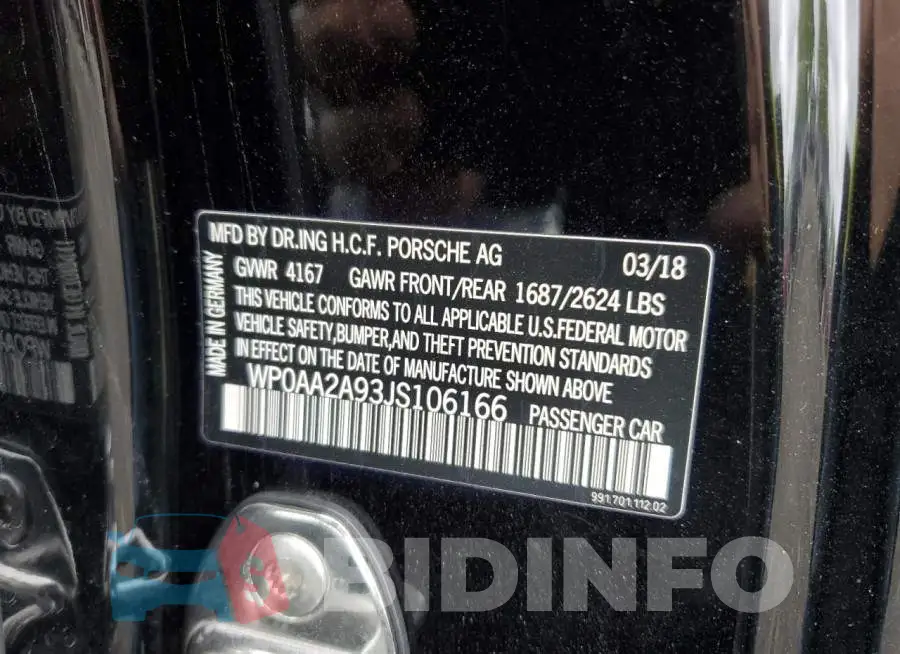 WP0AA2A93JS106166 Photo# 12