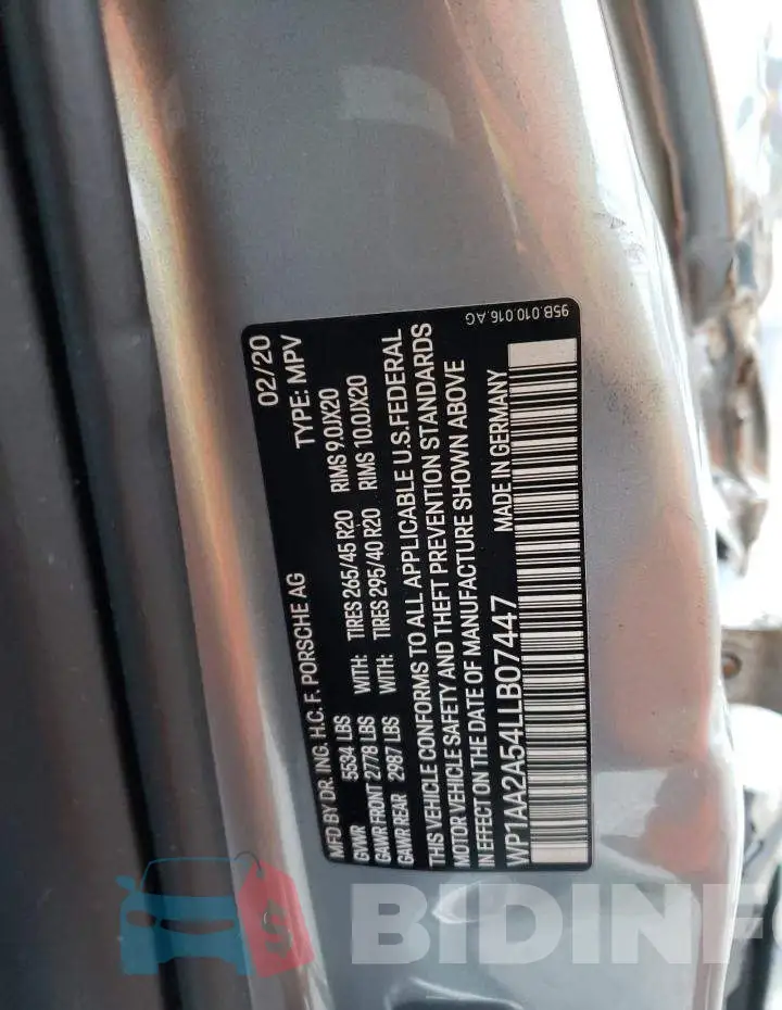 WP1AA2A54LLB07447 Photo# 12