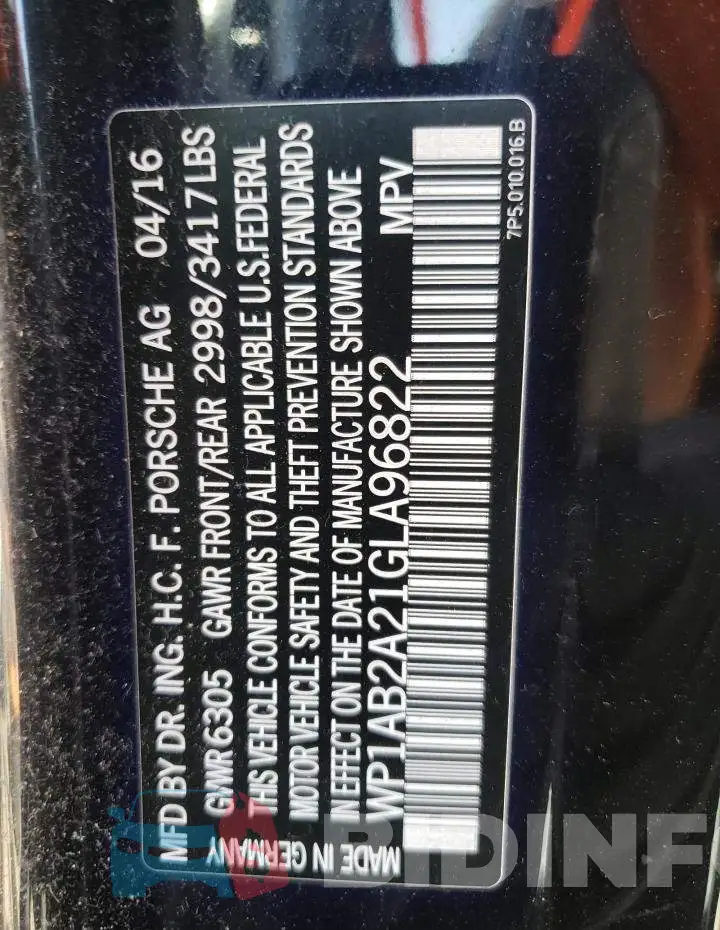 WP1AB2A21GLA96822 Photo# 12