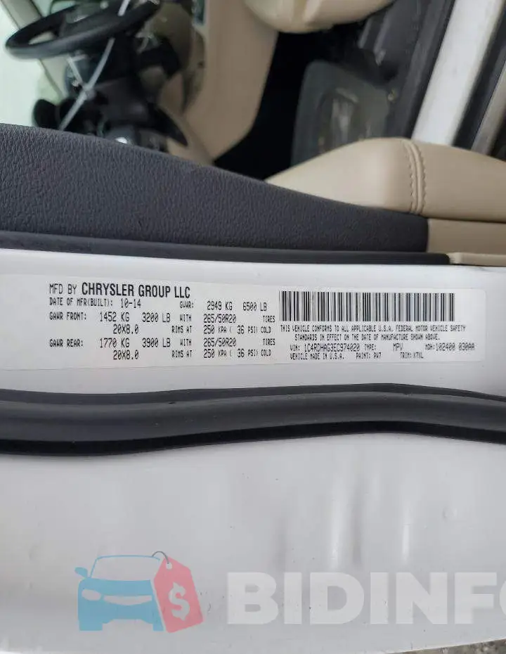 1C4RDHAG3EC974020 Photo# 13