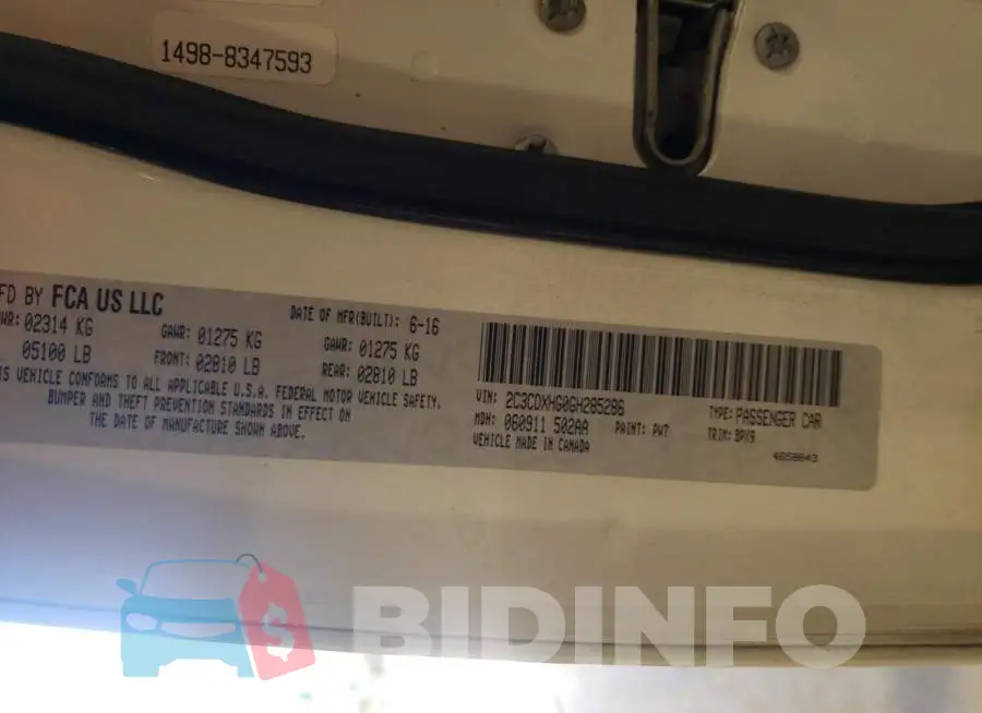 2C3CDXHG0GH285286 Photo# 12