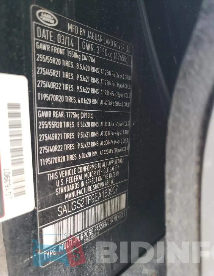 SALGS2TF9EA163907 Photo# 12