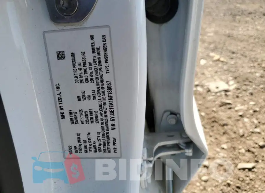 5YJ3E1EA1NF188087 Photo# 12