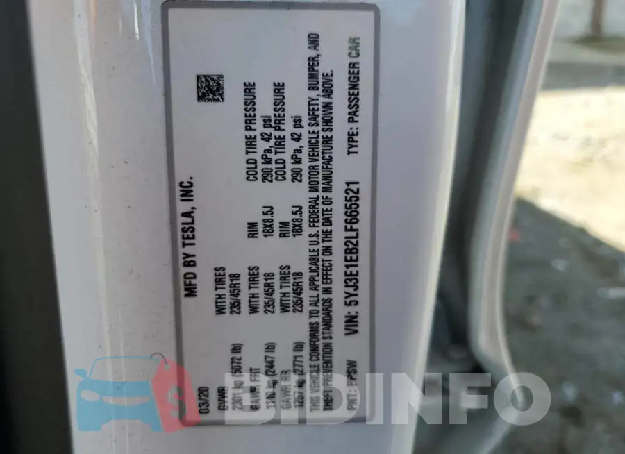 5YJ3E1EB2LF665521 Photo# 12