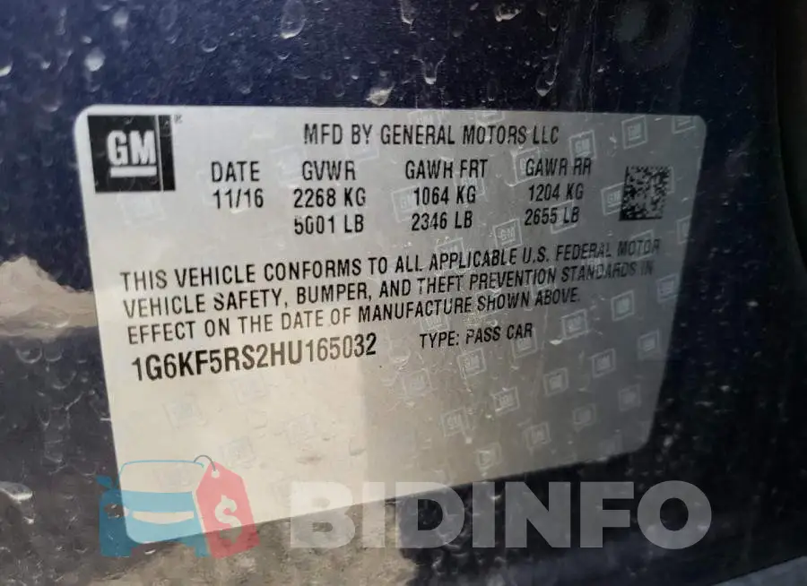 1G6KF5RS2HU165032 Photo# 12