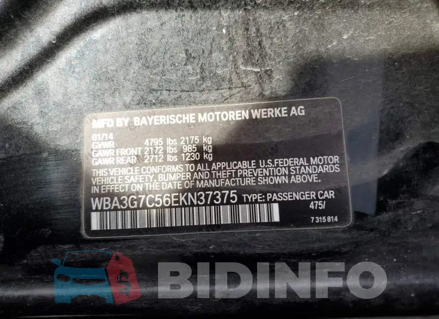 WBA3G7C56EKN37375 Photo# 12