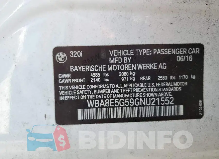 WBA8E5G59GNU21552 Photo# 12
