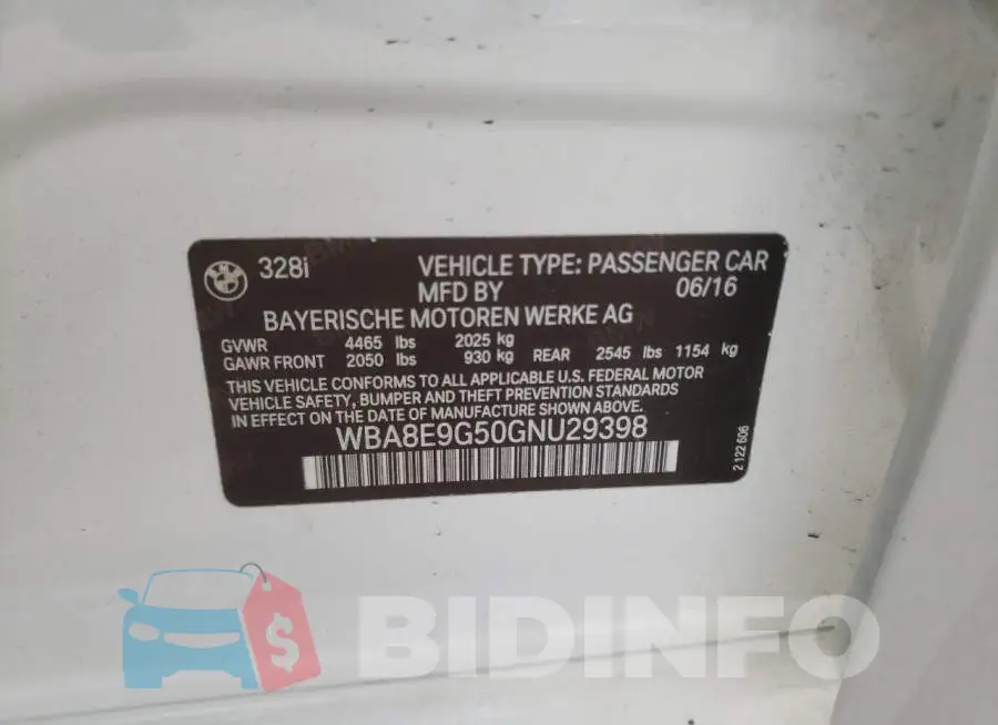 WBA8E9G50GNU29398 Photo# 12