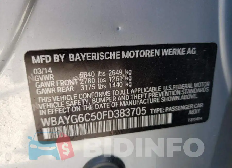 WBAYG6C50FD383705 Photo# 12