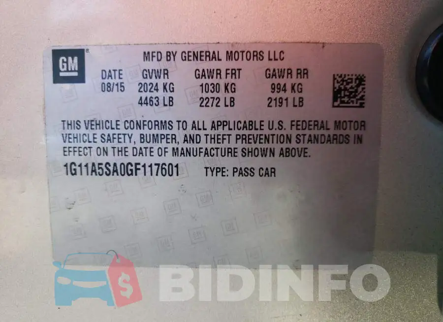 1G11A5SA0GF117601 Photo# 10