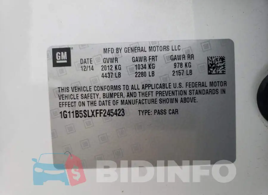 1G11B5SLXFF245423 Photo# 12
