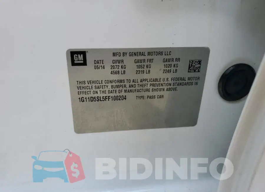 1G11D5SL5FF100204 Photo# 12