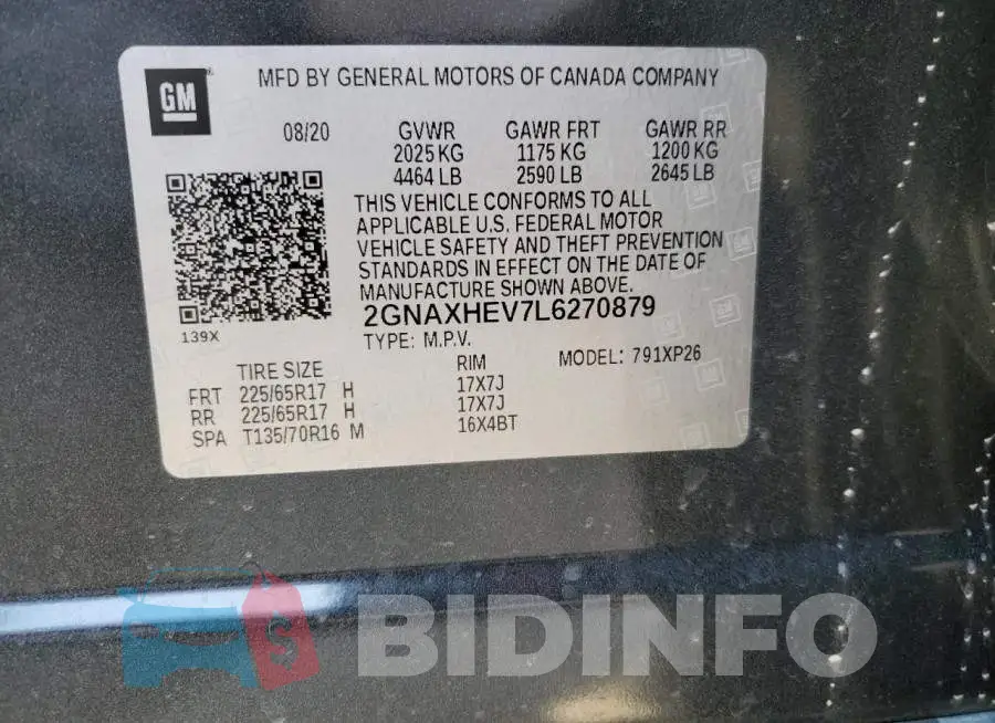 2GNAXHEV7L6270879 Photo# 13