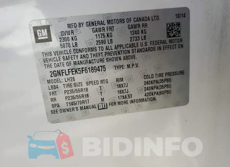 2GNFLFEK5F6189475 Photo# 13