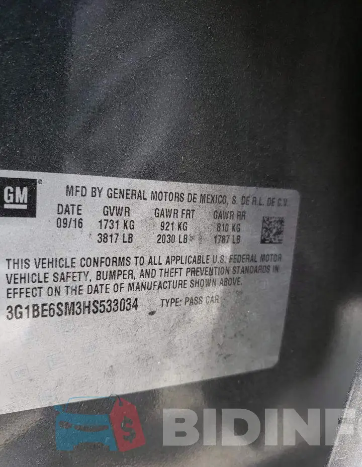 3G1BE6SM3HS533034 Photo# 12
