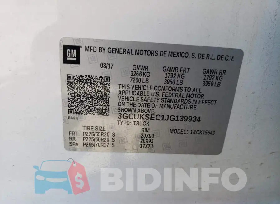 3GCUKSEC1JG139934 Photo# 13