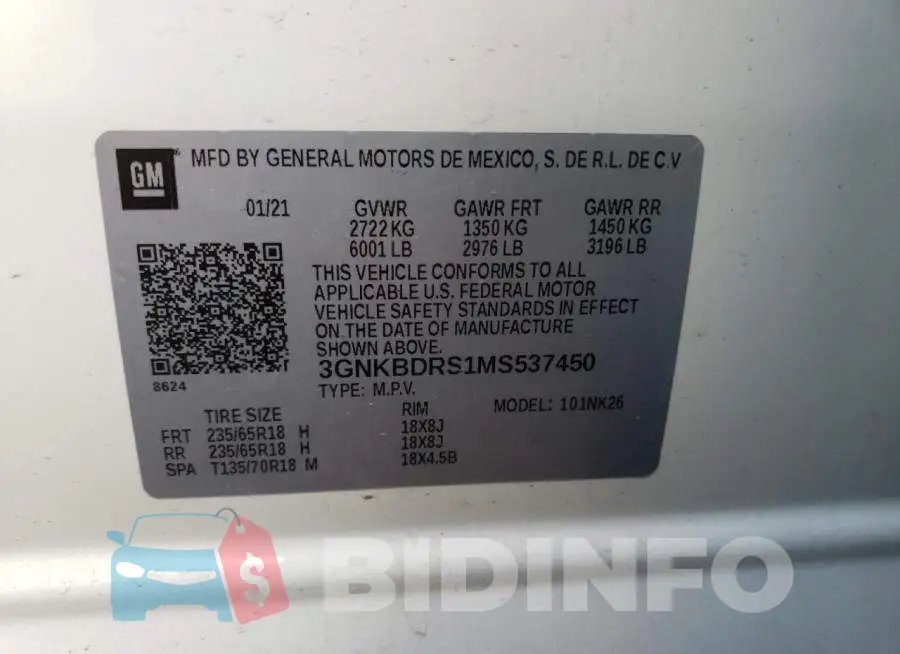 3GNKBDRS1MS537450 Photo# 13