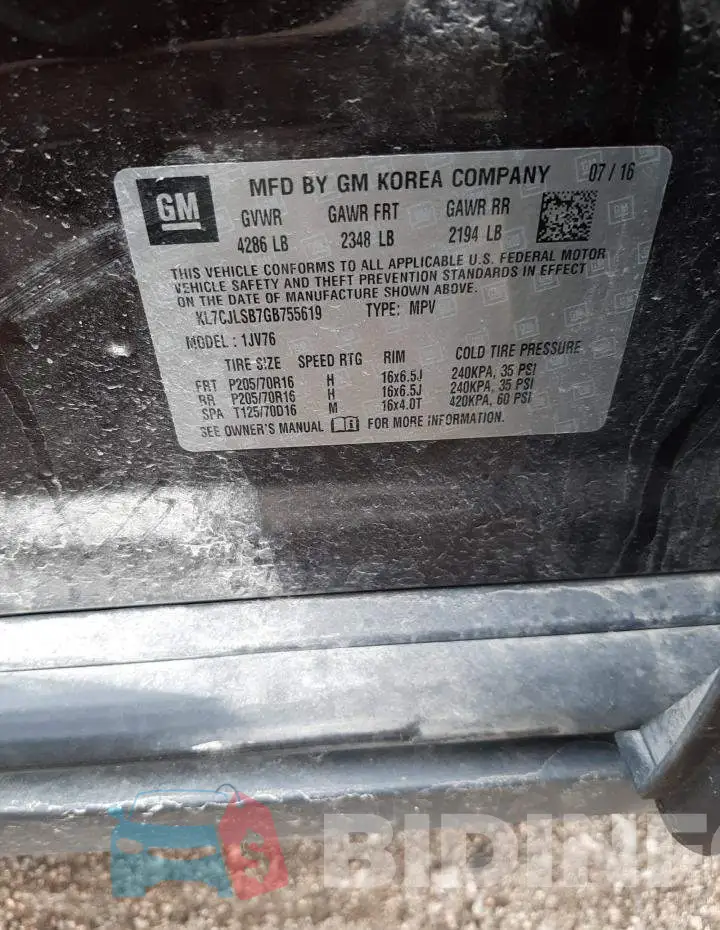 KL7CJLSB7GB755619 Photo# 13