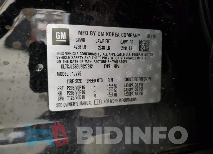 KL7CJLSB9LB027892 Photo# 12