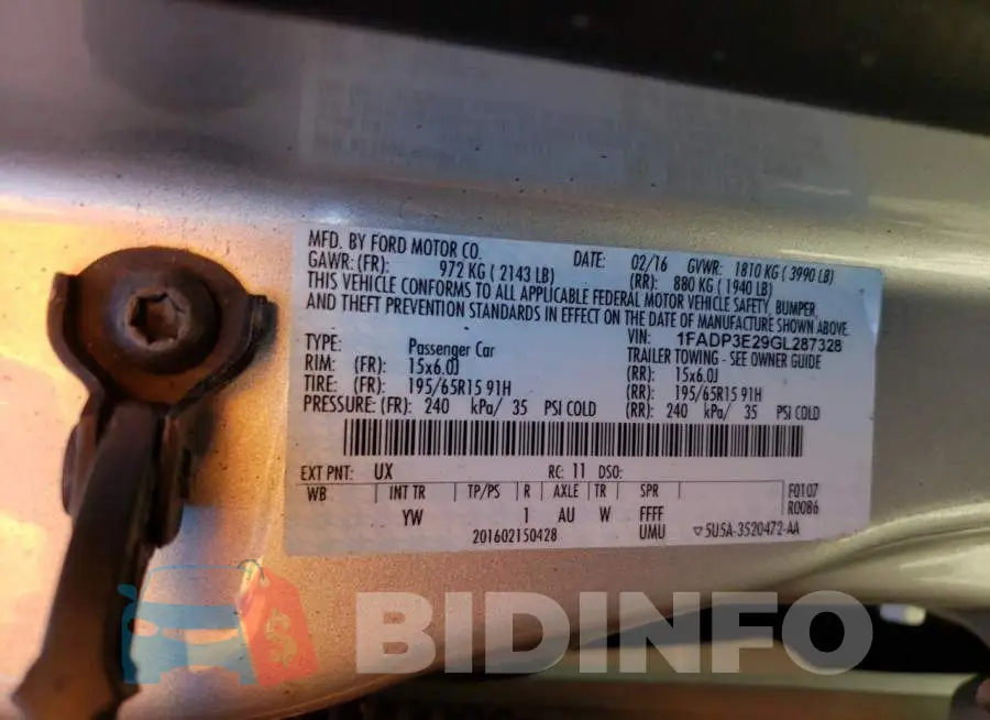 1FADP3E29GL287328 Photo# 12