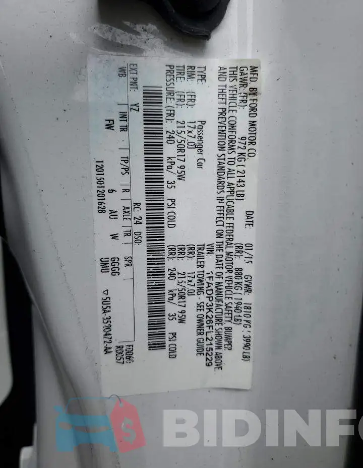 1FADP3K26FL215229 Photo# 12