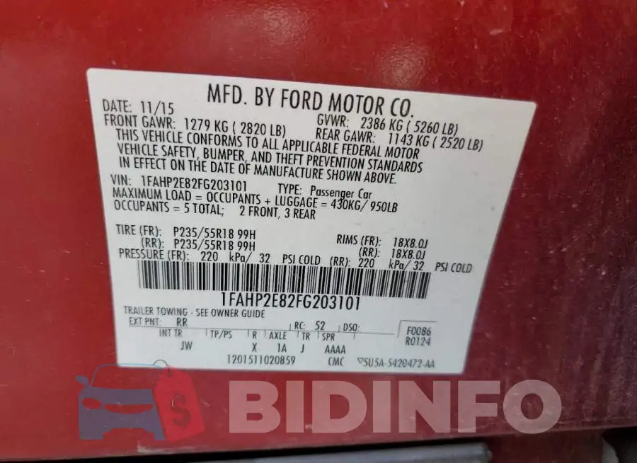 1FAHP2E82FG203101 Photo# 12