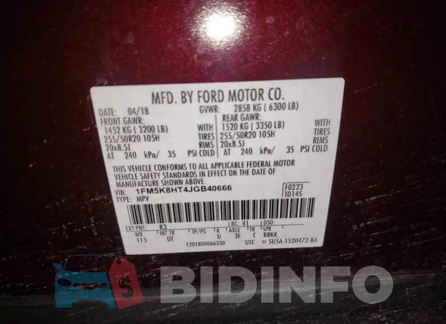 1FM5K8HT4JGB40666 Photo# 14