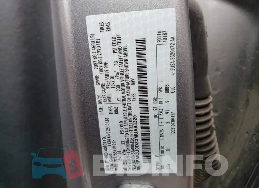 1FMCU0DZ2MUA93320 Photo# 13