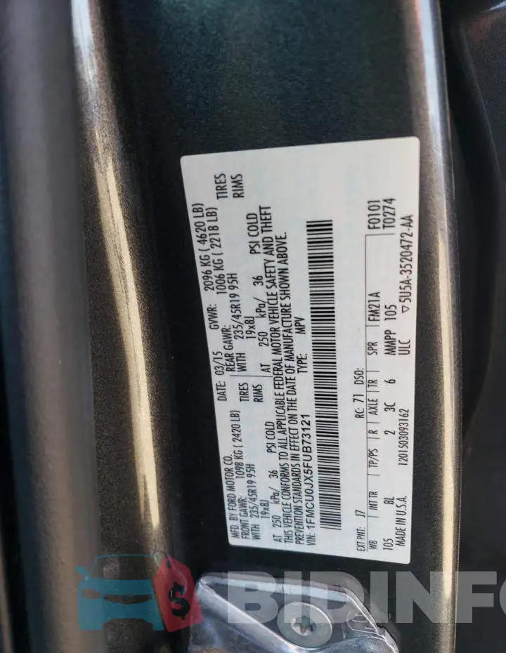 1FMCU0JX5FUB73121 Photo# 13