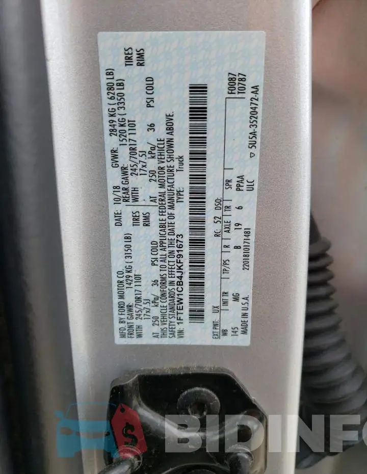 1FTEW1CB4JKF91673 Photo# 13